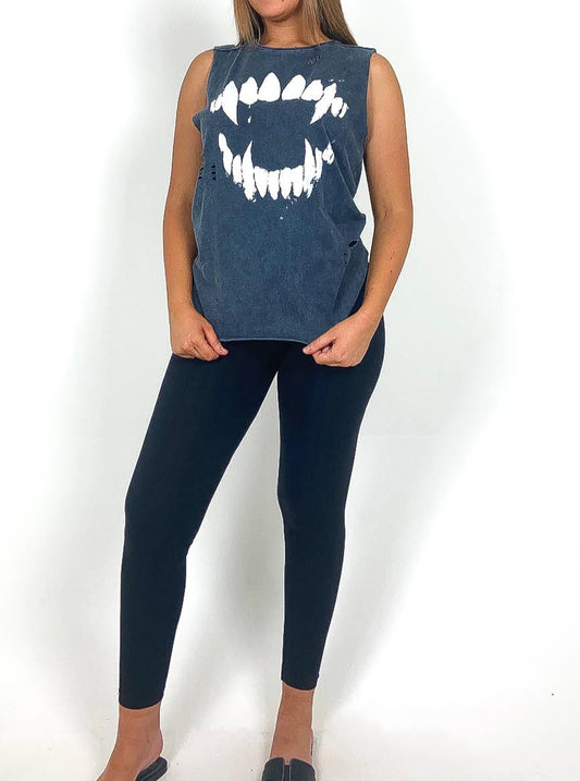 Toothy Grin Distressed Vest Top
