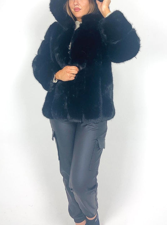 Luxury Hooded Faux Fur Coat