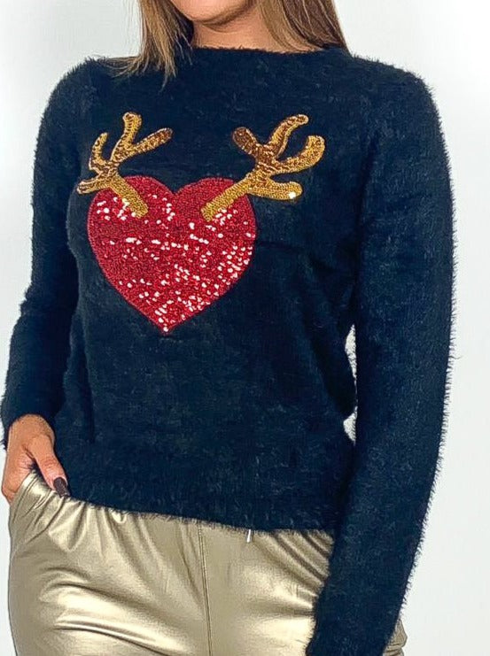 Sequin best sale heart jumper