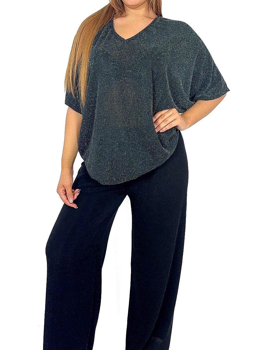 Batwing Style Lurex Top