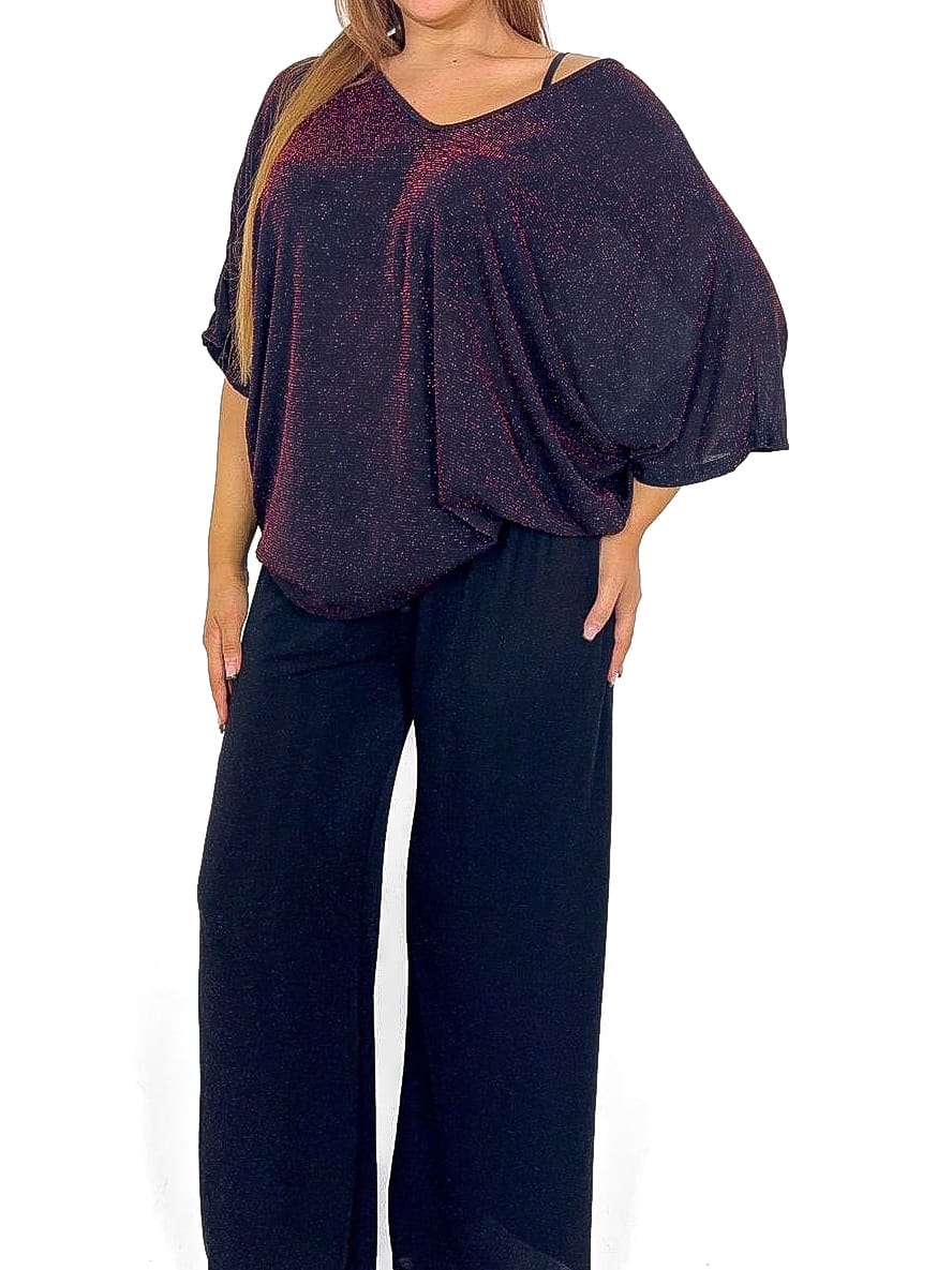 Batwing Style Lurex Top