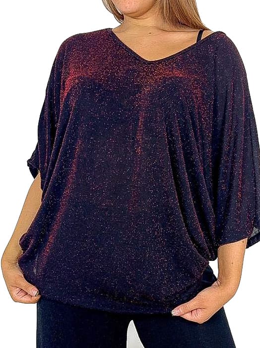 Batwing Style Lurex Top