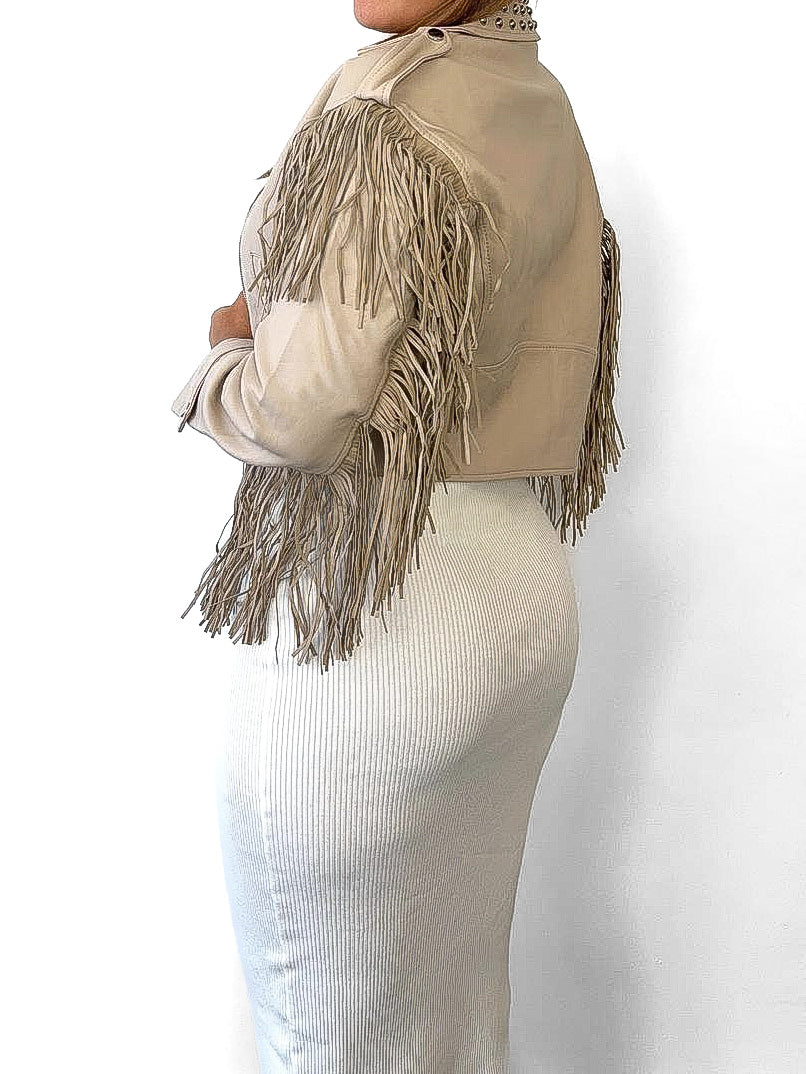 Fringe Detail PU Jacket