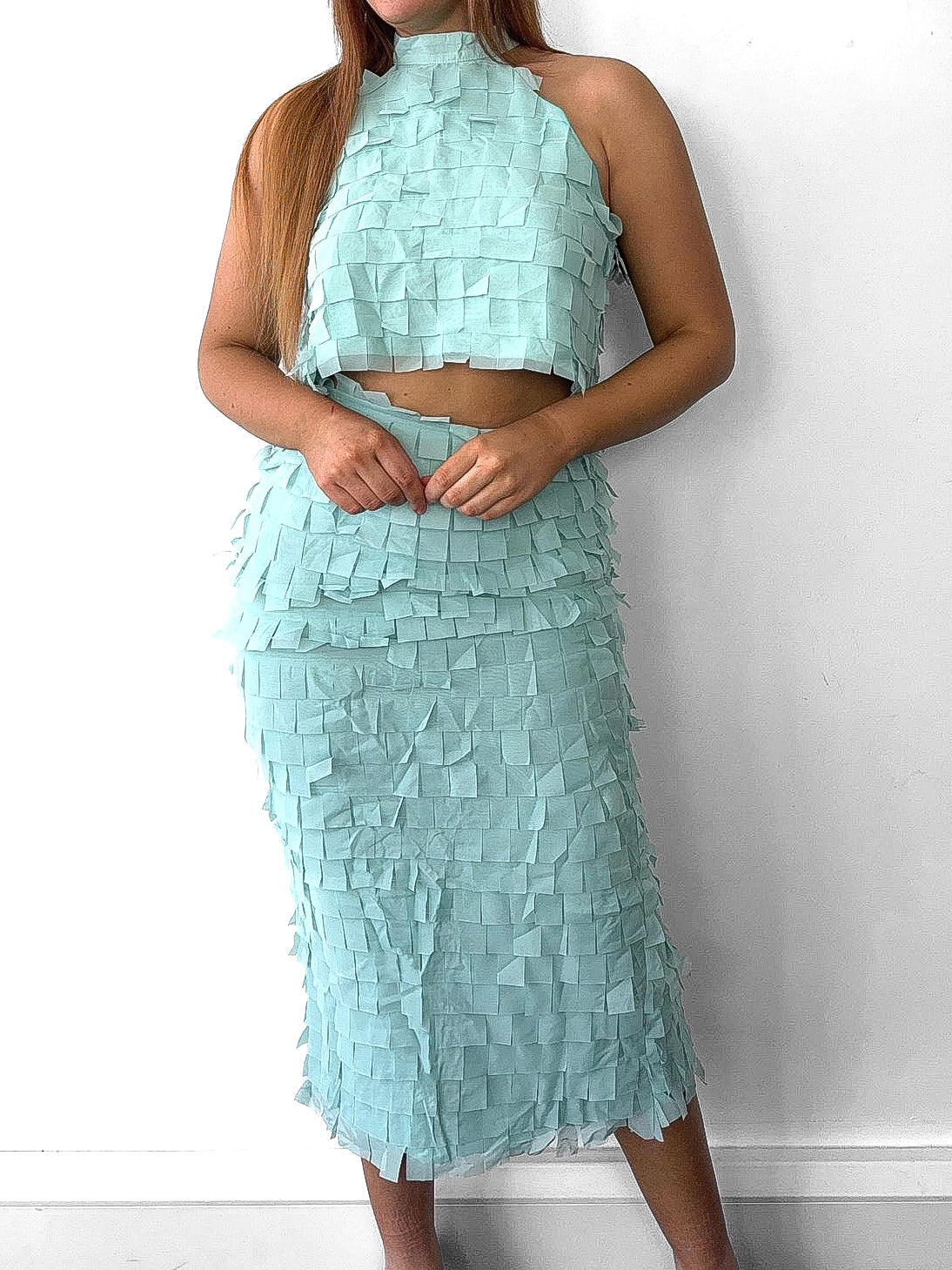 Cut Fringe Halter Top & Skirt Set