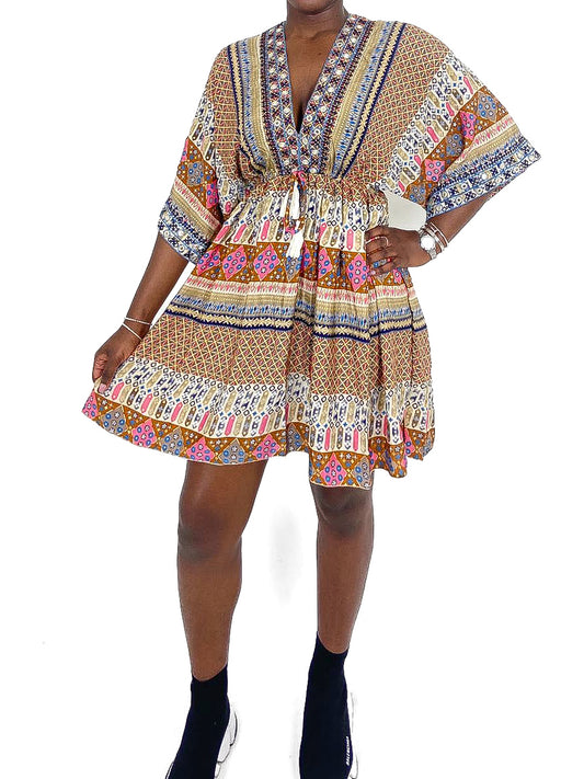 Printed Kaftan Style Summer Dress