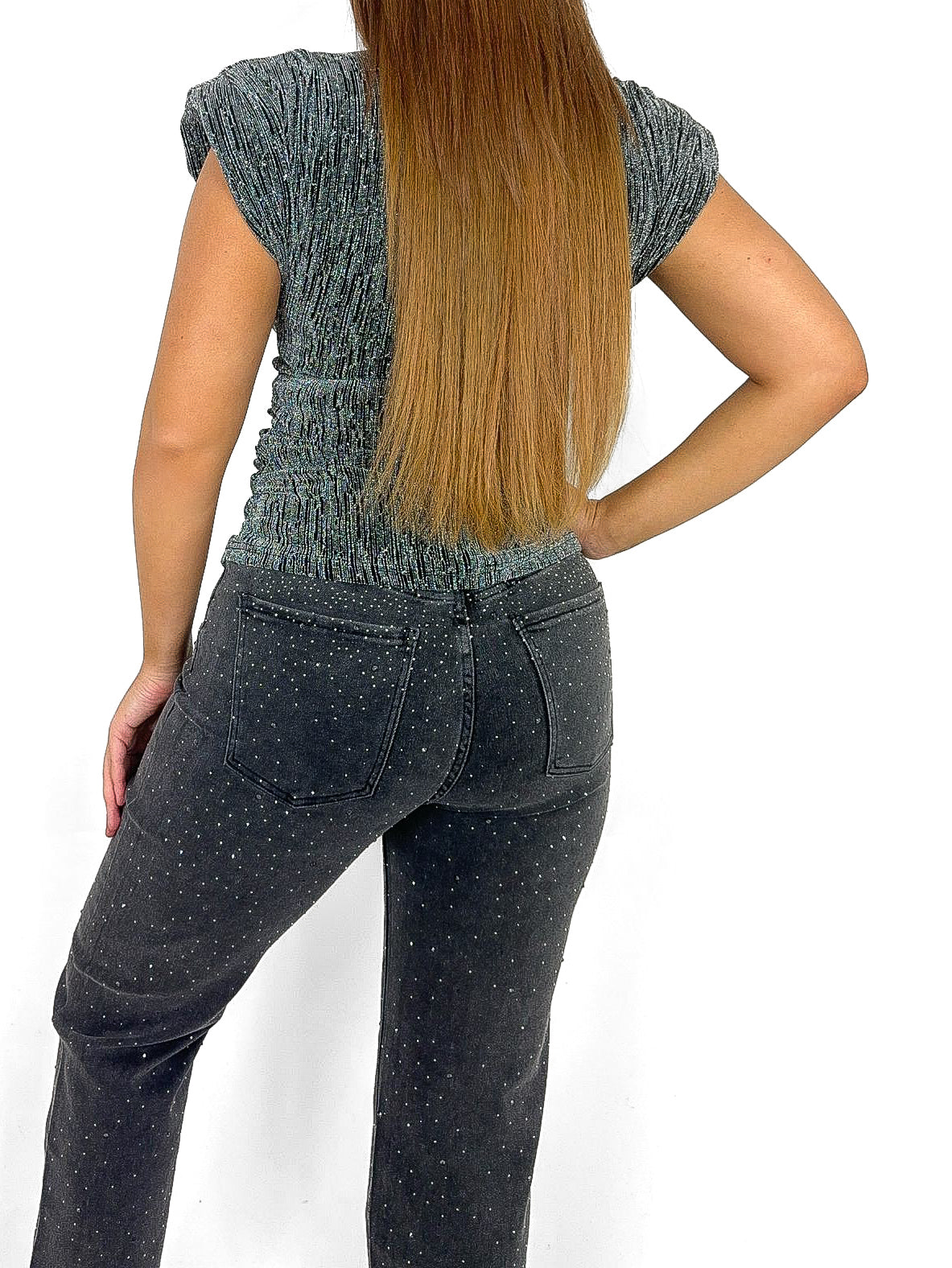 Padded Shoulder Ruche Side Top