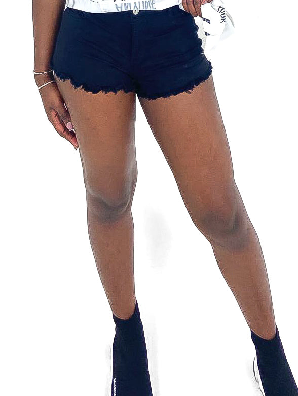 Fray Hem Denim Hot Pants