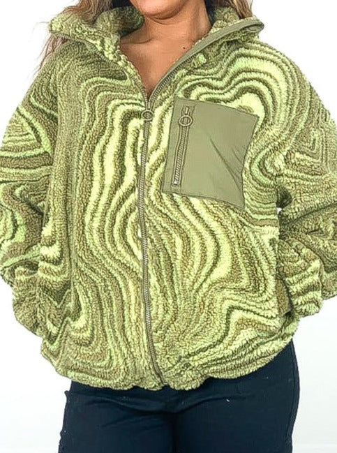 Swirl Print Fleece Jacket