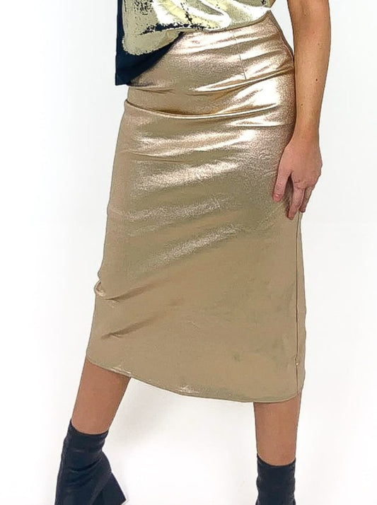 Metallic Coated Maxi Skirt