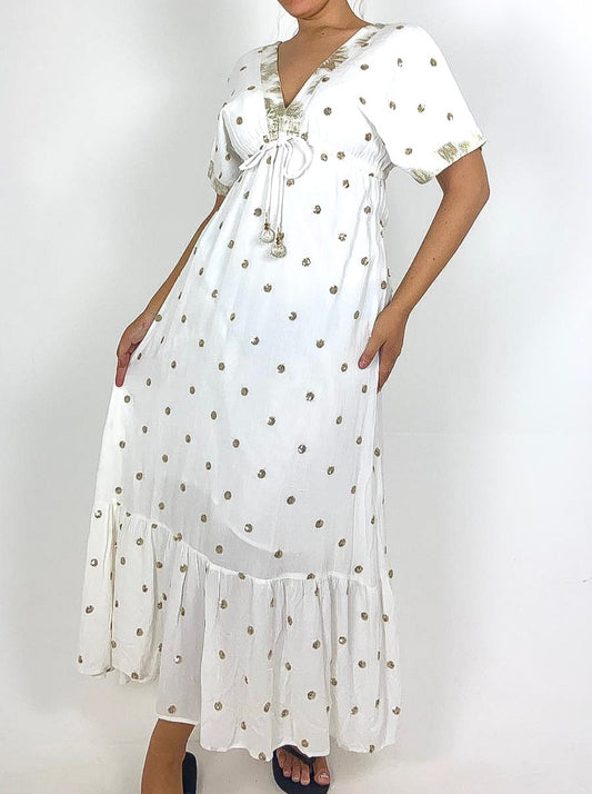 Sequin Spot Boho Maxi Dress