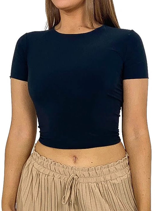 Double Lined Slinky Crop T-Shirt