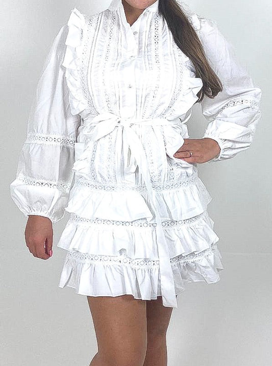 Embroidered Frill Summer Dress