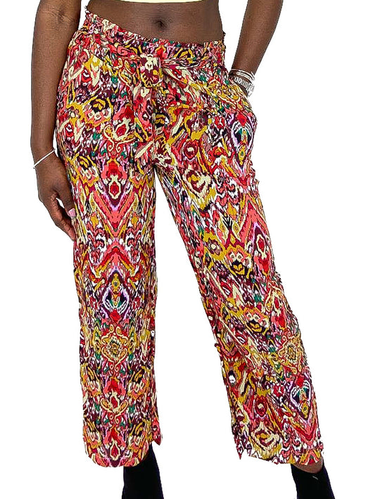 Tribal Print Belted Trousers