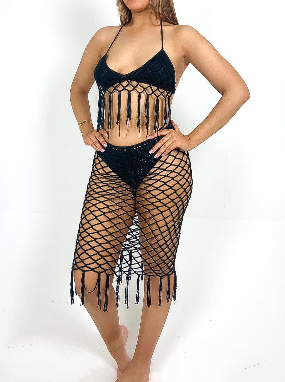 Netted Crochet Skirt Set