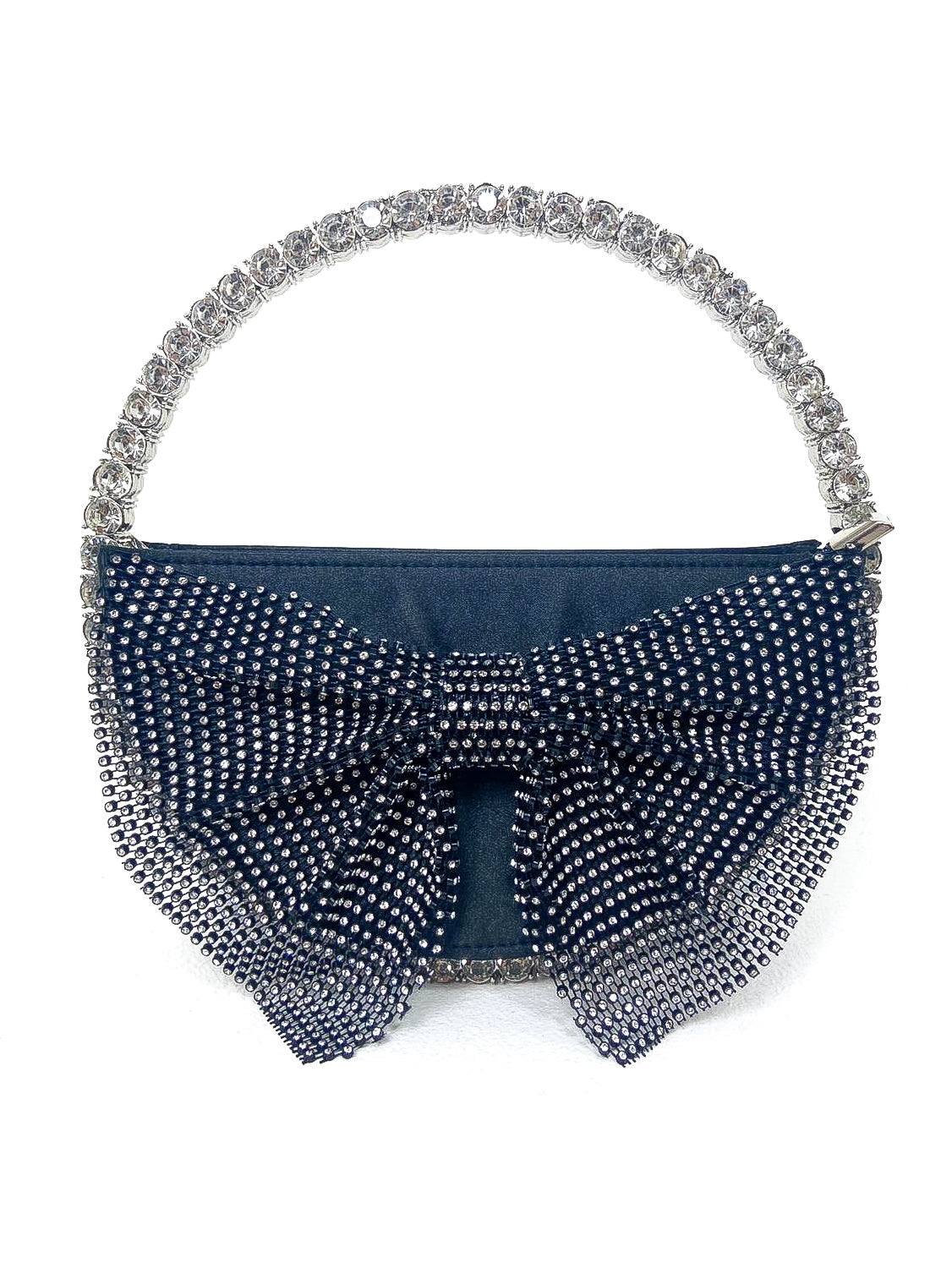 Bow Front Circle Diamante Mini Handbag