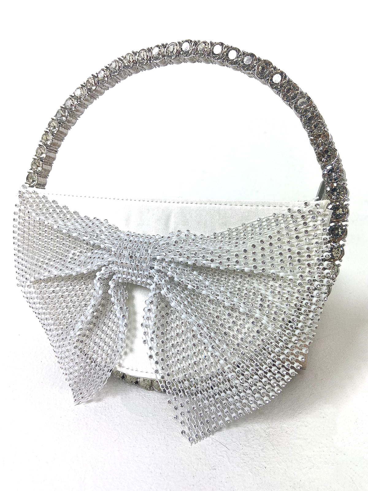 Bow Front Circle Diamante Mini Handbag