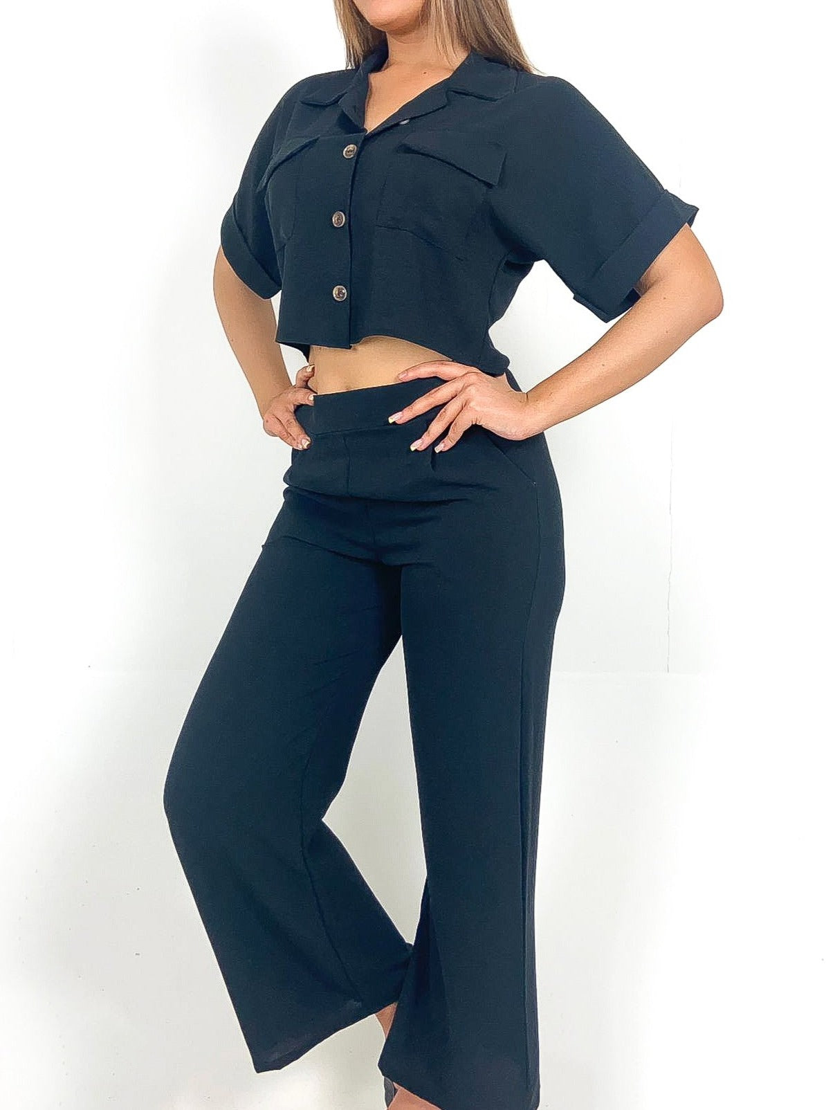 Cropped Shirt & Pants Set