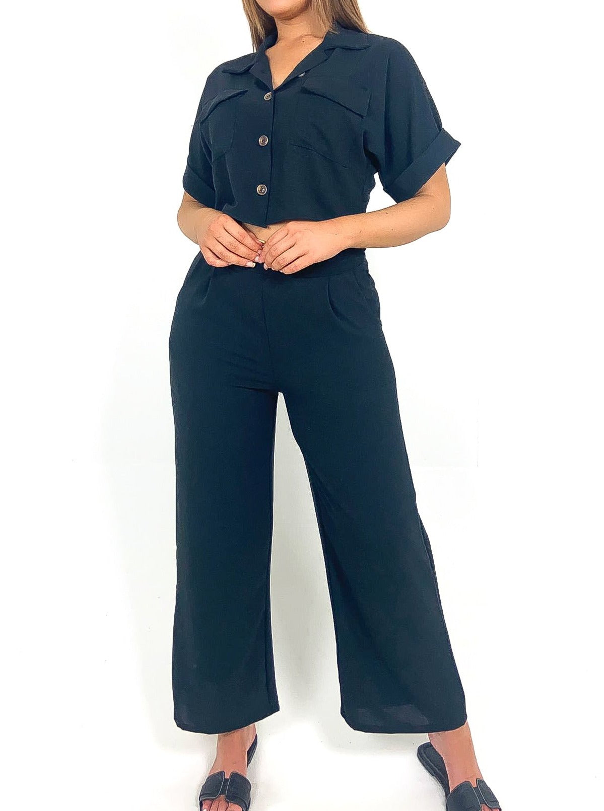 Cropped Shirt & Pants Set