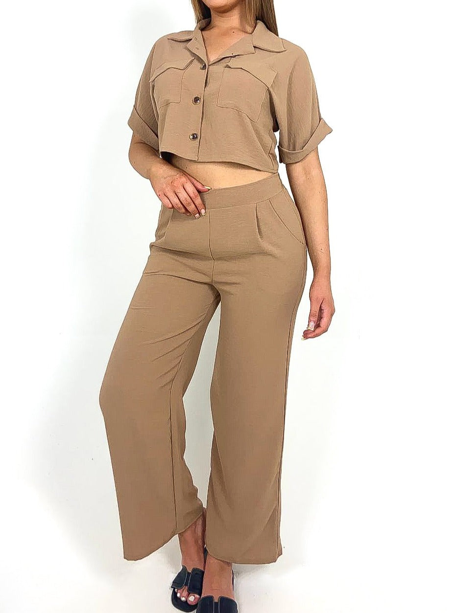 Cropped Shirt & Pants Set