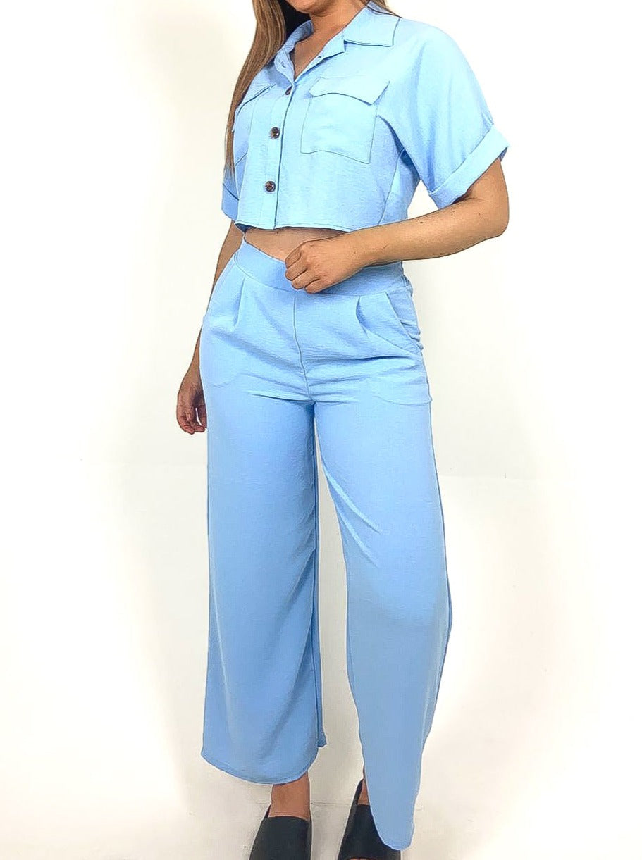 Cropped Shirt & Pants Set