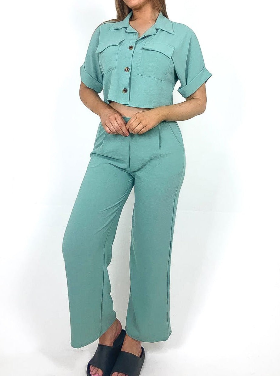 Cropped Shirt & Pants Set