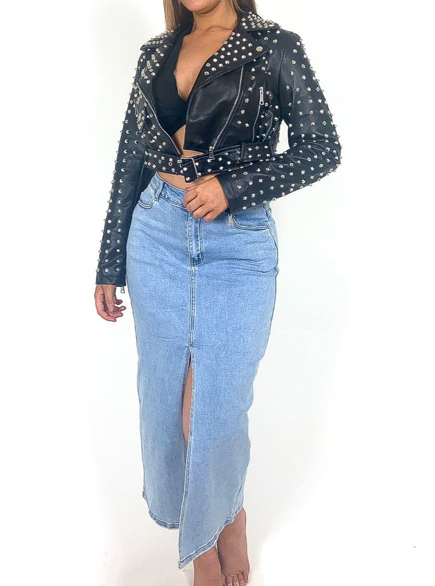 Studded PU Biker Jacket