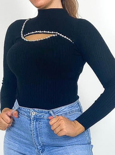 Diamante Framed Cut Out Jumper