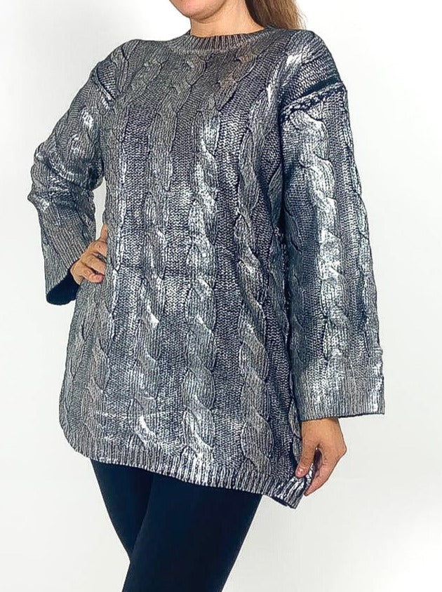 Metallic Coated Jumper Dress