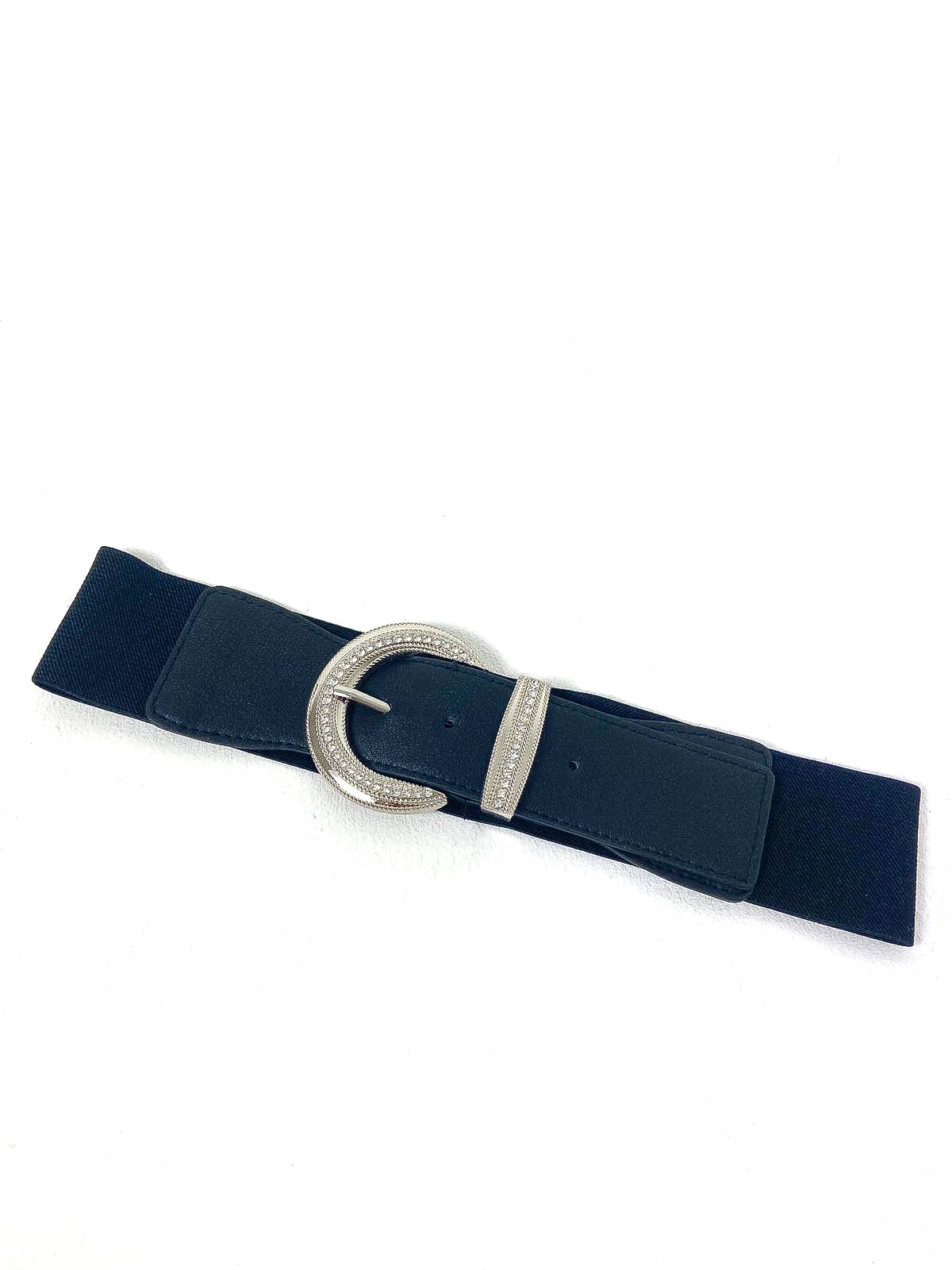 PU Diamante Embellished Elasticated Belt