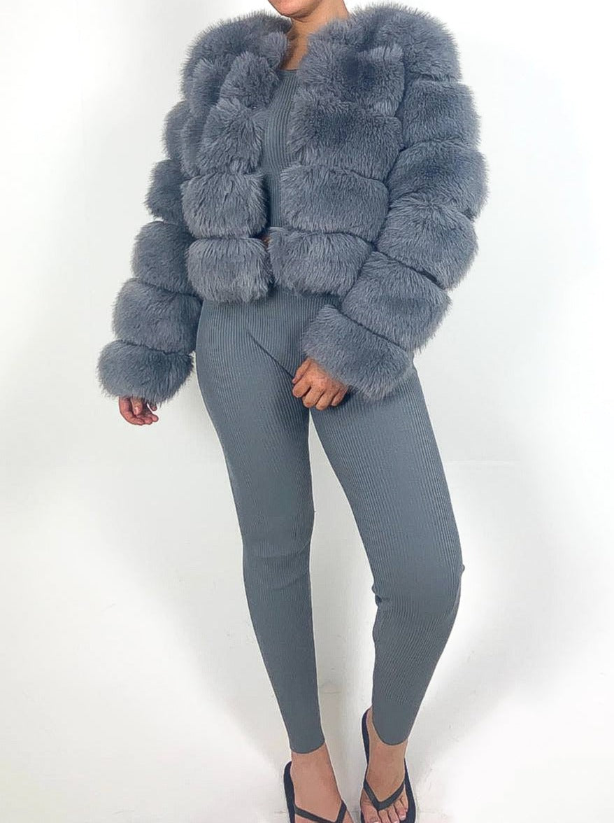 Premium Faux Fur Cropped Jacket