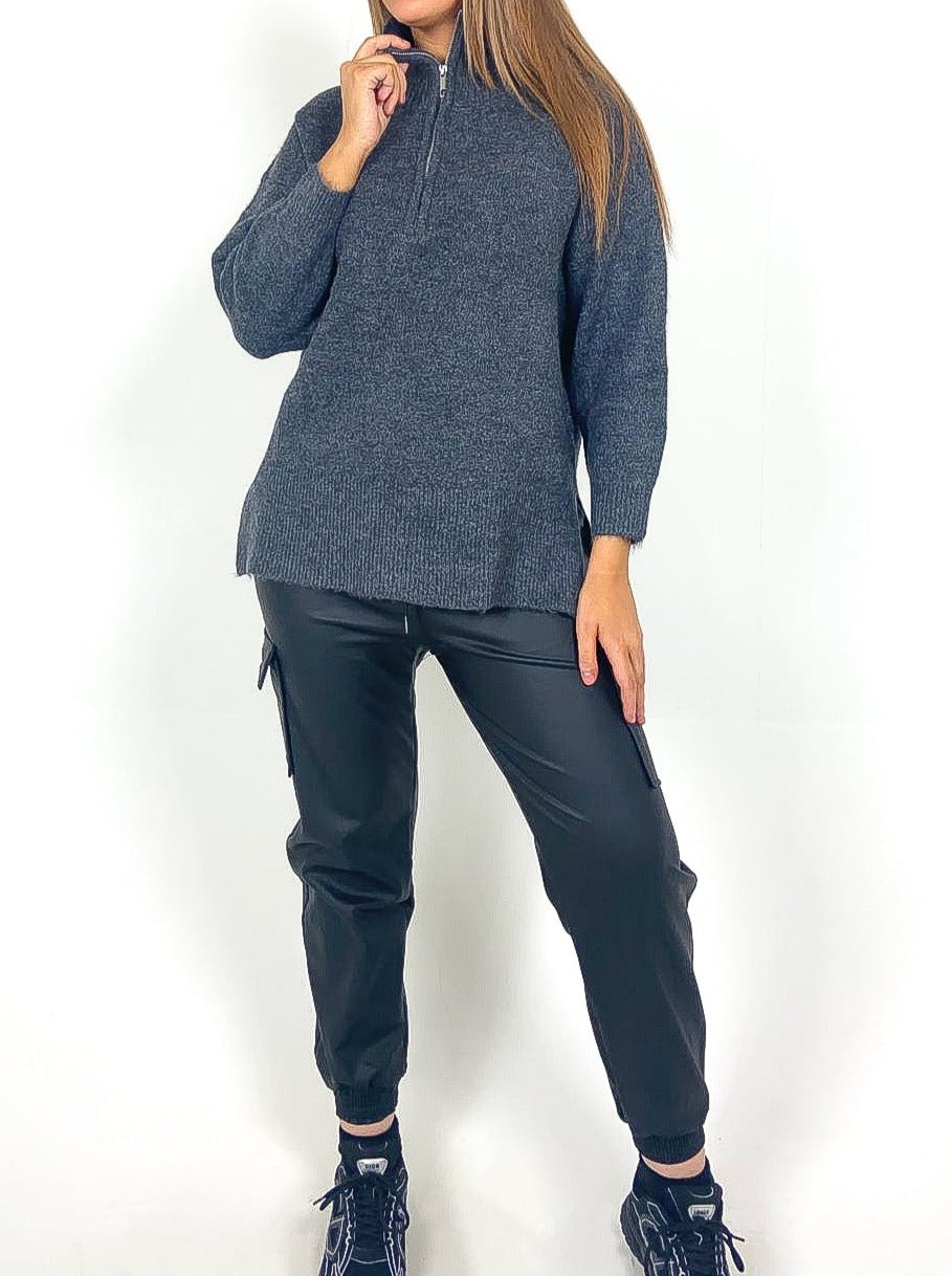 Soft Knit Zip Neck Jumper