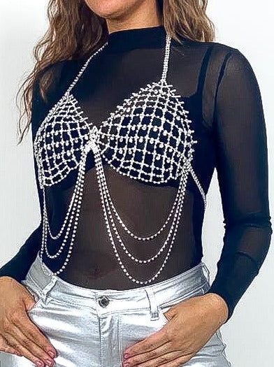 Diamante Body Chain Bralette Top