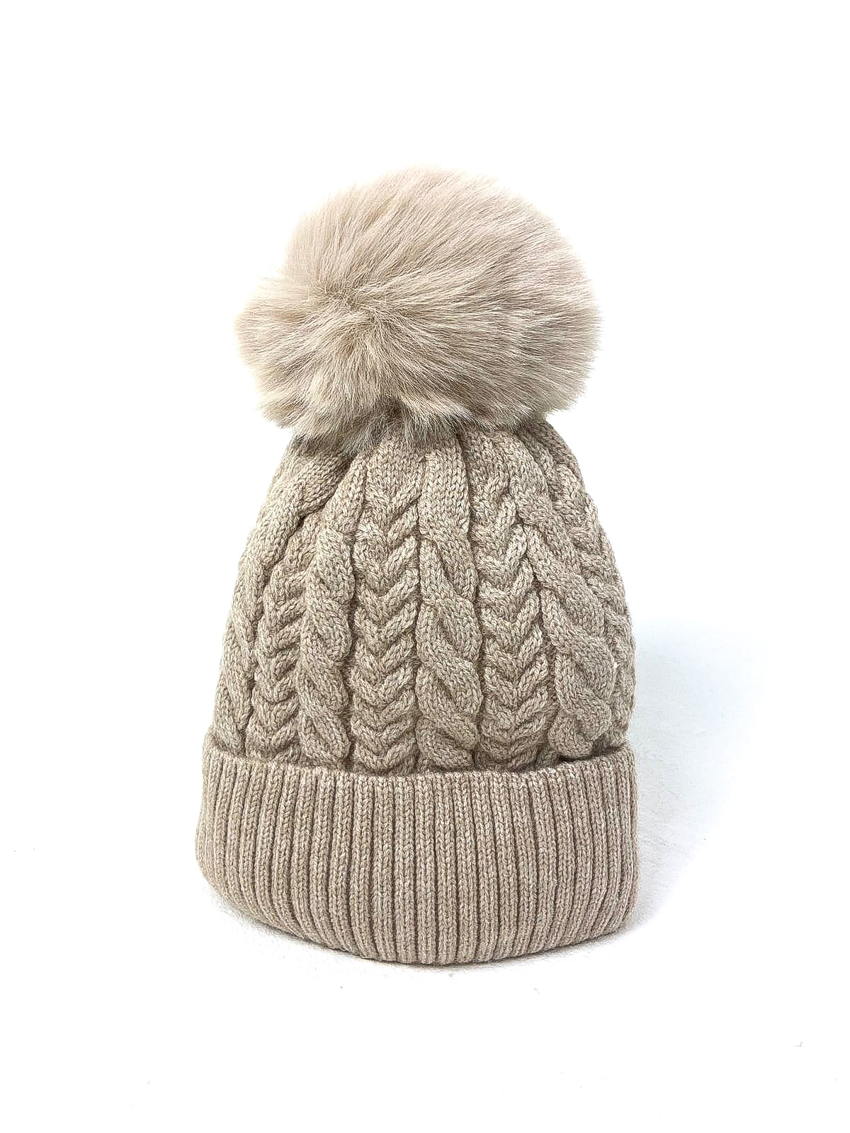 Cable Knit Pom Pom Beanie