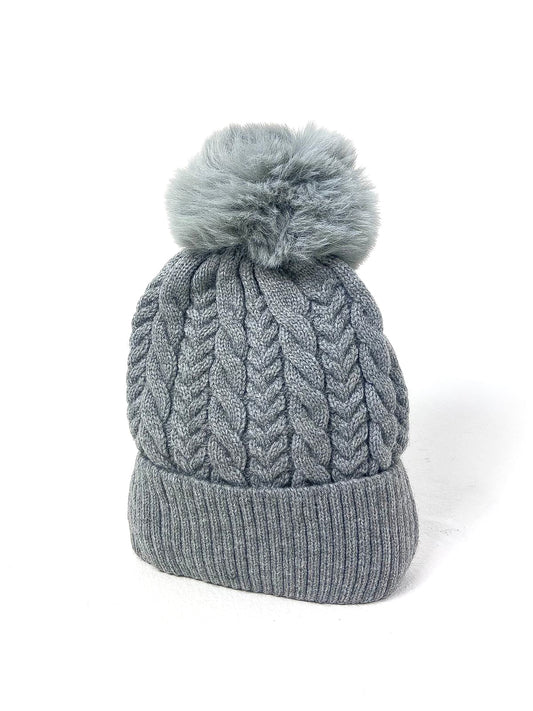 Cable Knit Pom Pom Beanie