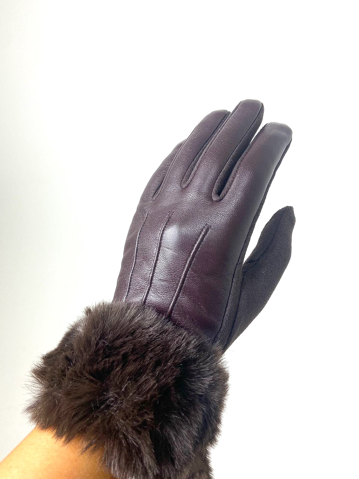 PU Faux Fur Trim Gloves