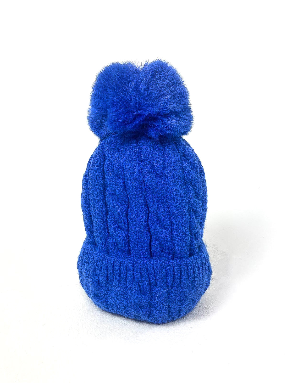 Cable Rib Knit Pom Pom Beanie