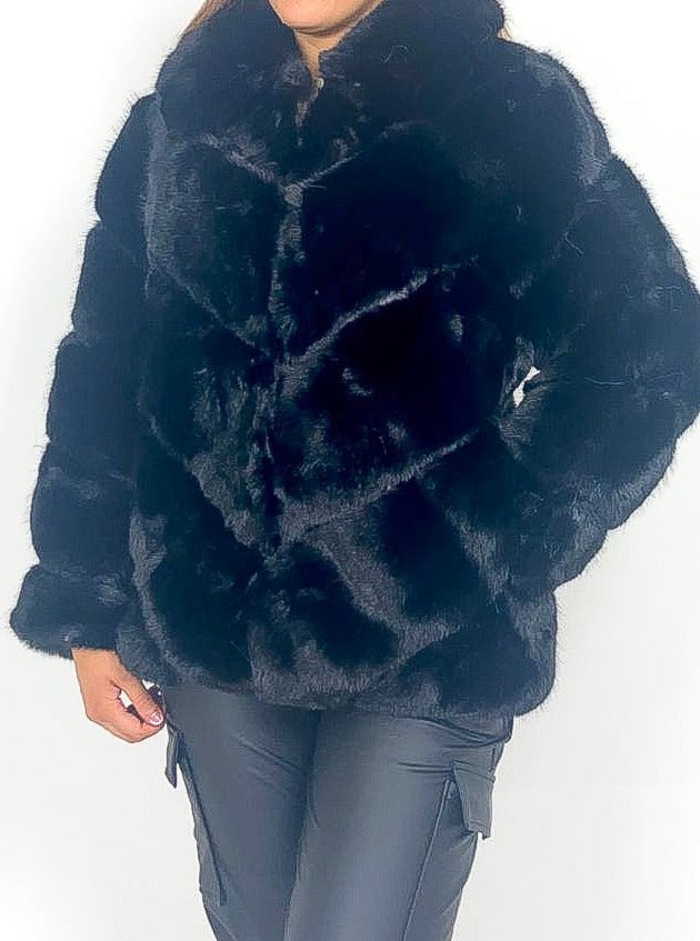 Luxury Collared Faux Fur Coat