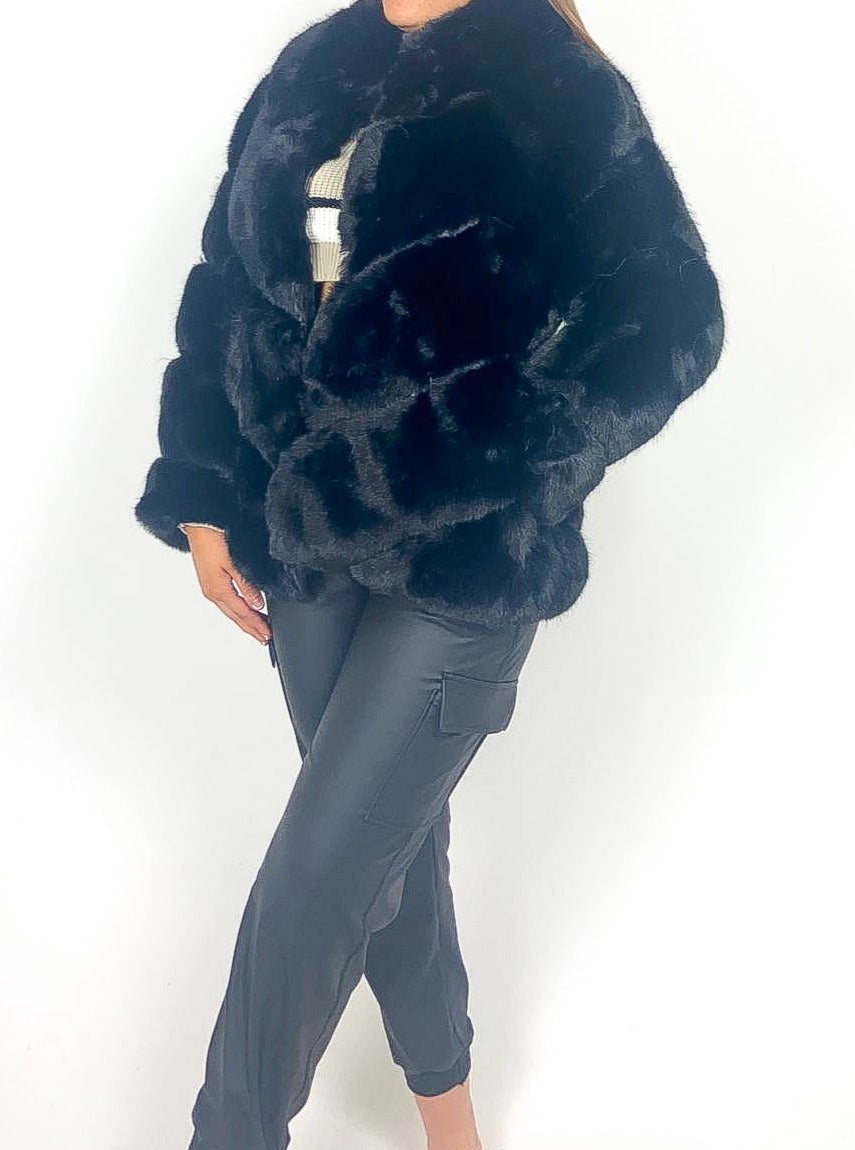 Luxury Collared Faux Fur Coat