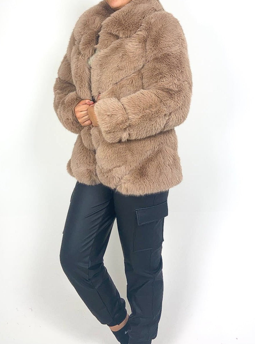 Luxury Collared Faux Fur Coat