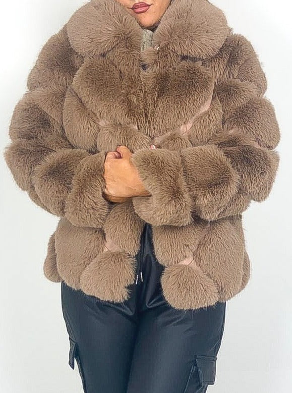 Luxury Collared Faux Fur Coat