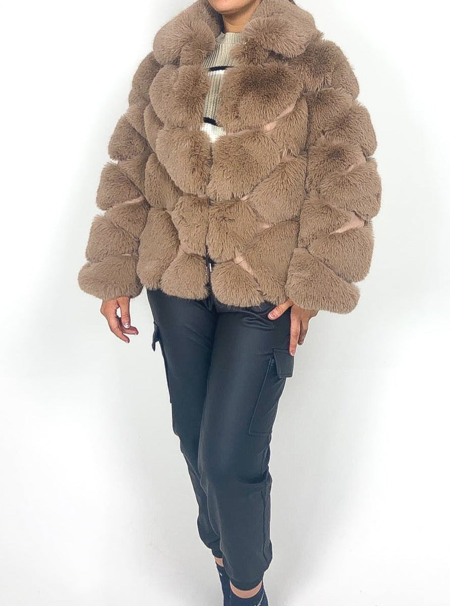 Luxury Collared Faux Fur Coat