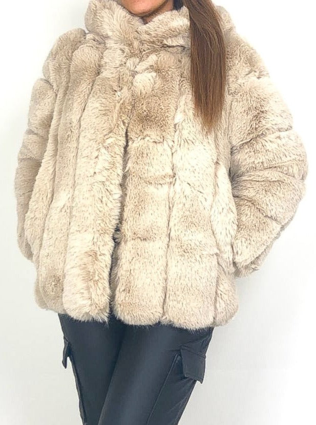 Luxury Hooded Faux Fur Coat