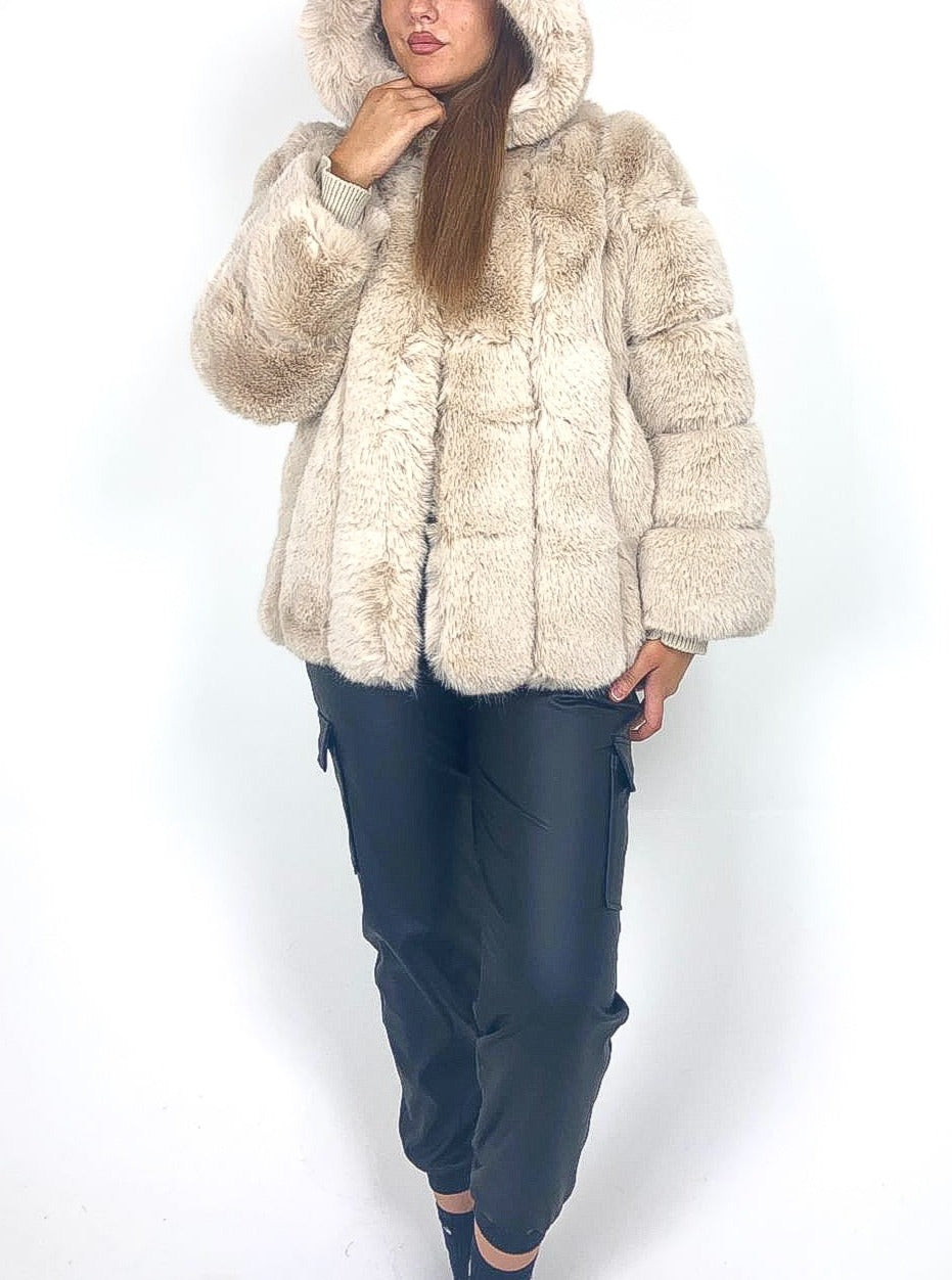 Luxury Hooded Faux Fur Coat