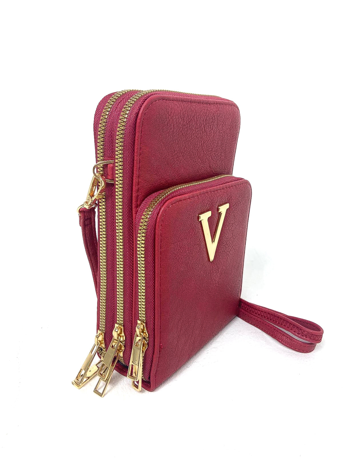 Double Zip "V" Crossbody Phone Bag