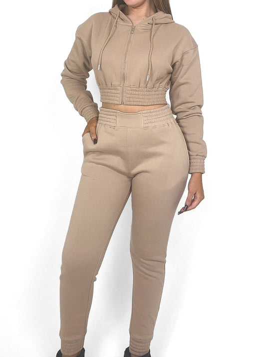 Zipped Crop Hoody Tracksuit