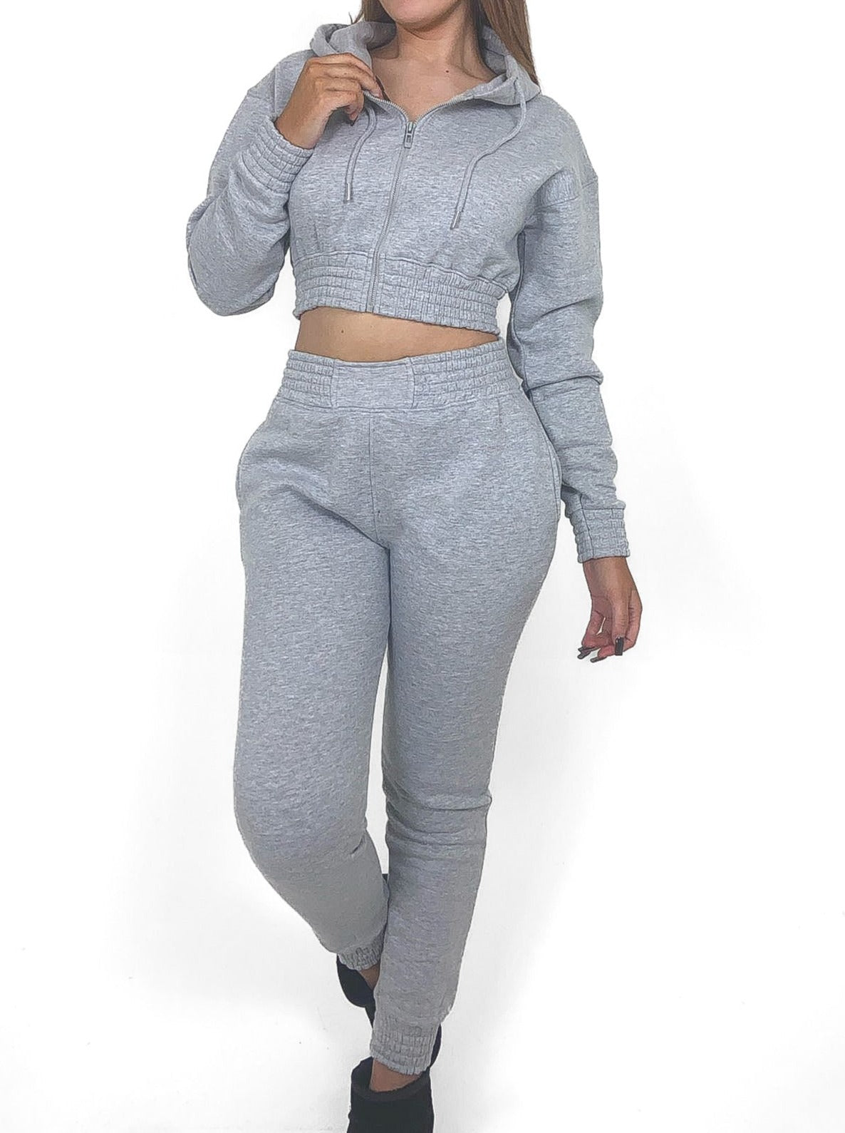 Zipped Crop Hoody Tracksuit