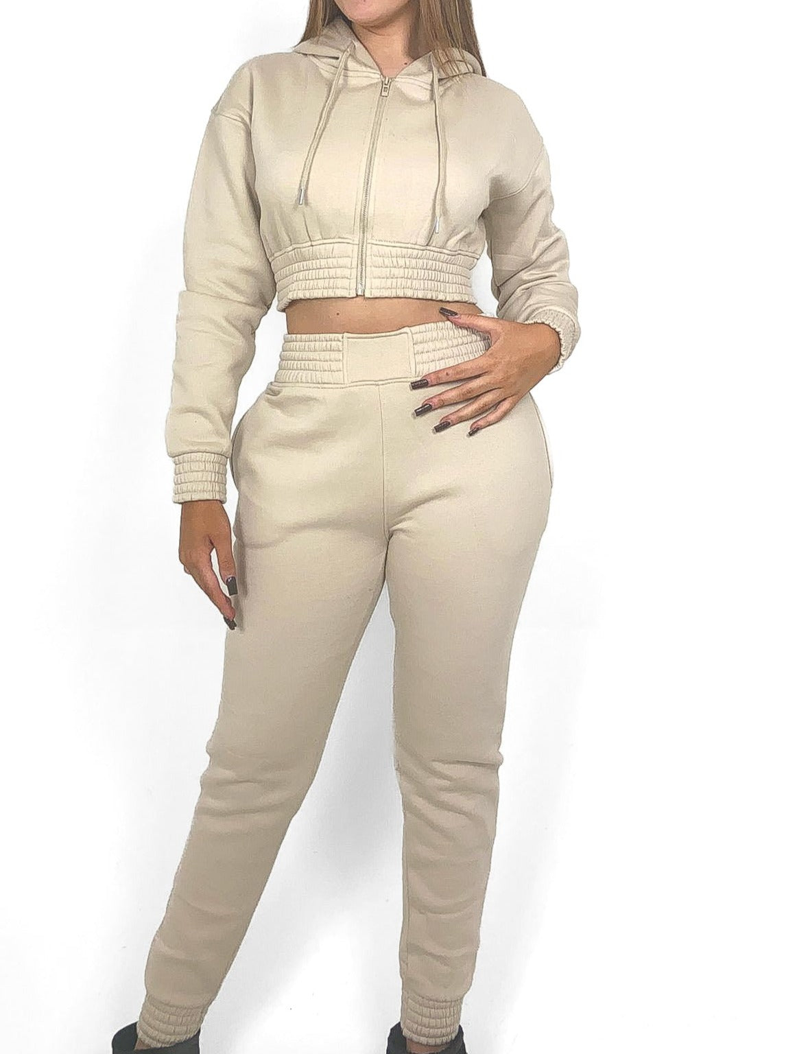 Zipped Crop Hoody Tracksuit