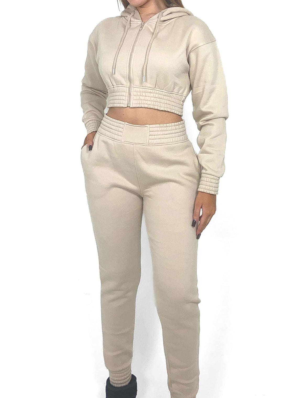 Zipped Crop Hoody Tracksuit