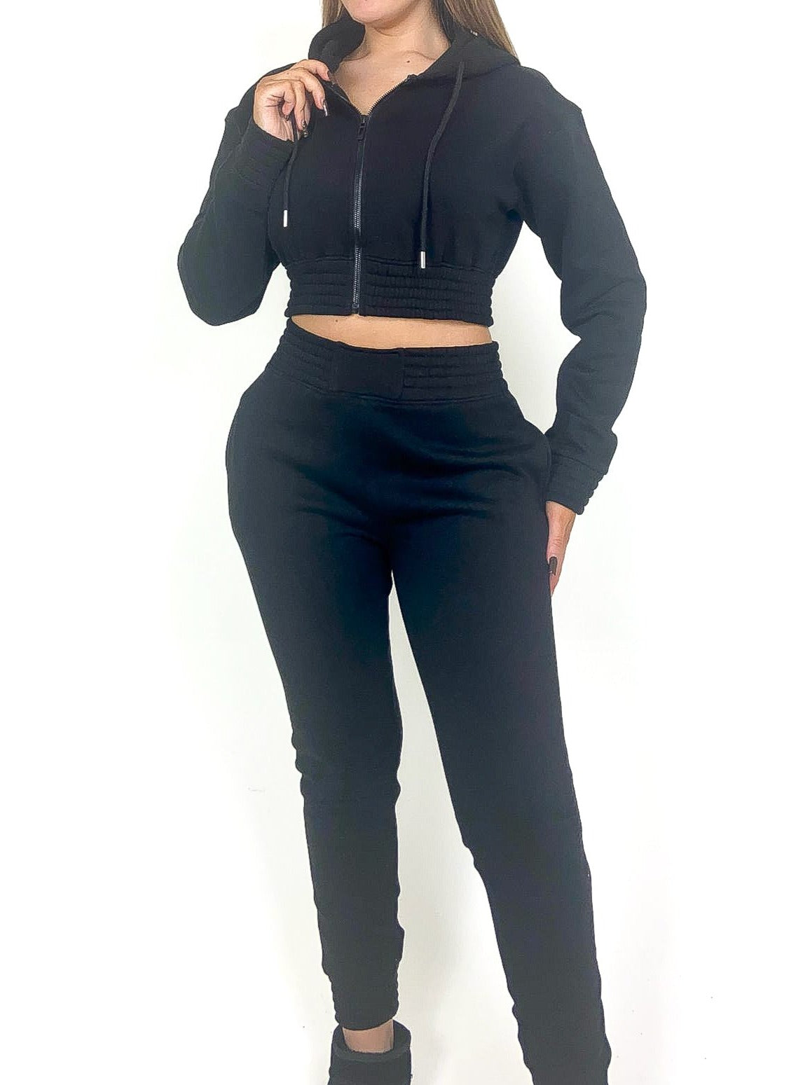 Zipped Crop Hoody Tracksuit