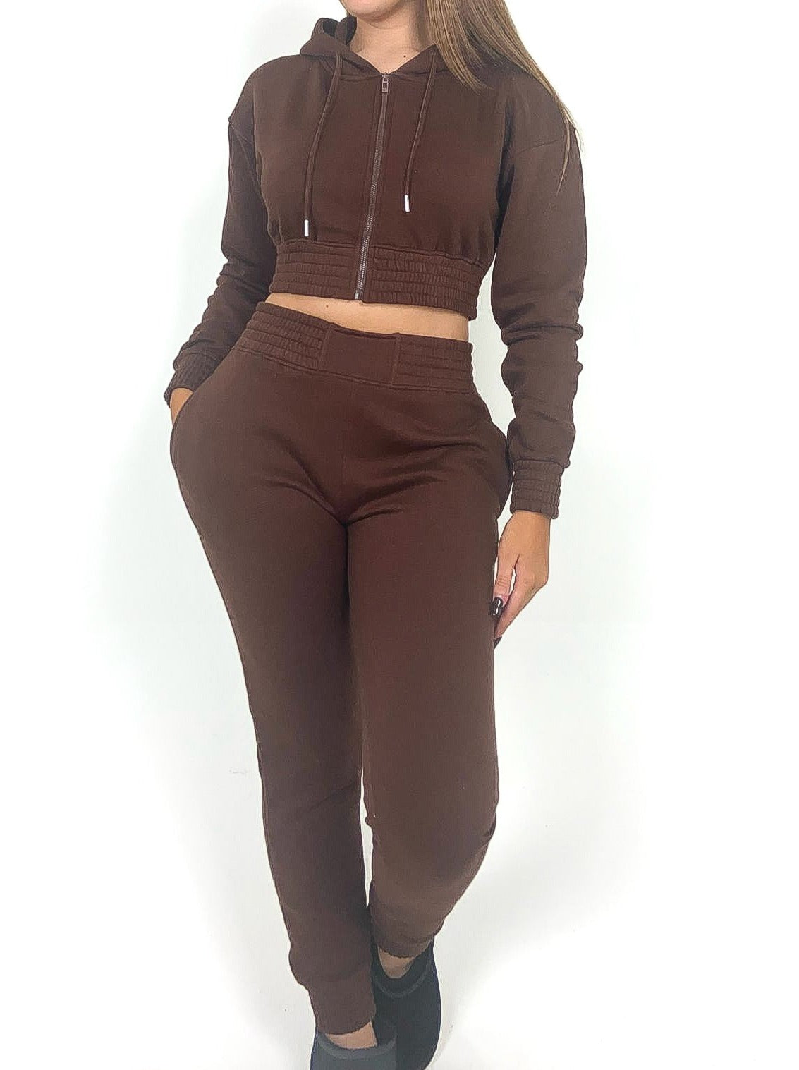 Zipped Crop Hoody Tracksuit